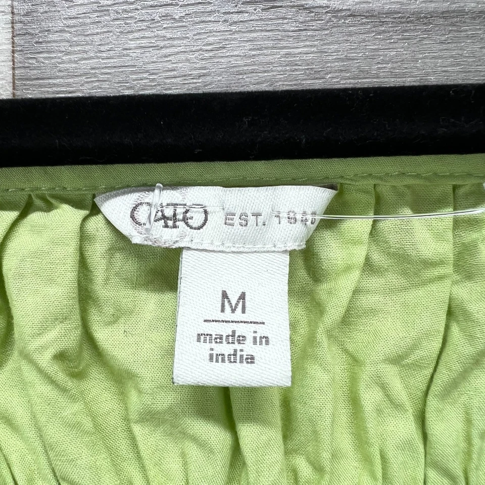 Женская укороченная блузка Cato средний размер зеленый хлопок со сборками плиссированный рукав с воздушным шаром - Изображение 3 из 4