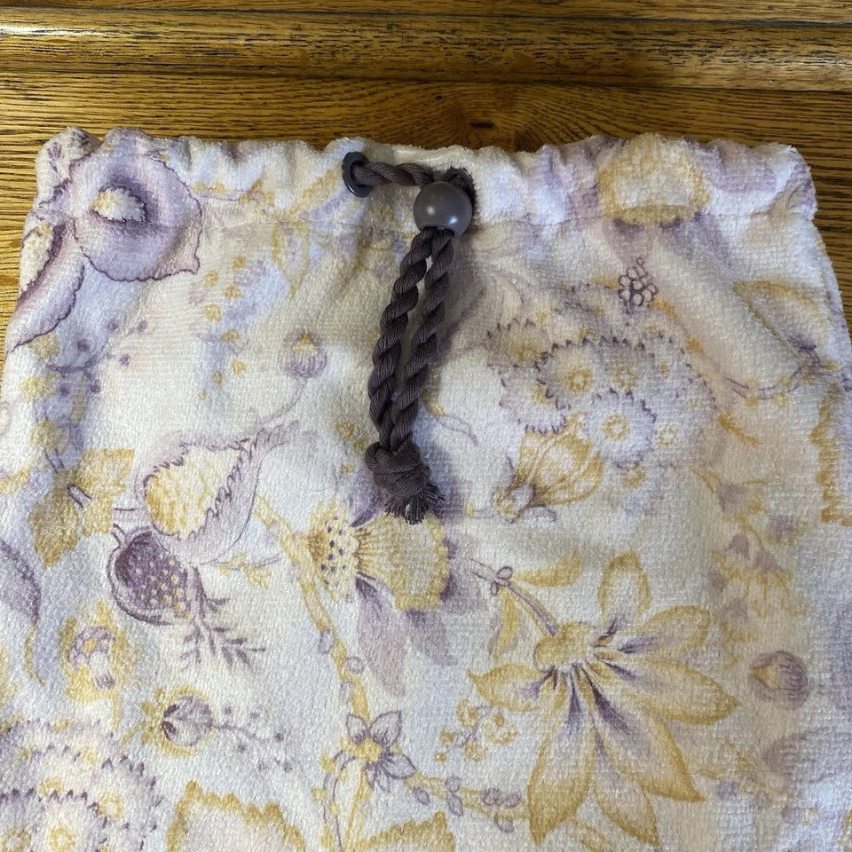 Victoria's Secret Terry Cloth Floral Drawstring Backpack Pink/Purple Adjustable - Image 2 of 4