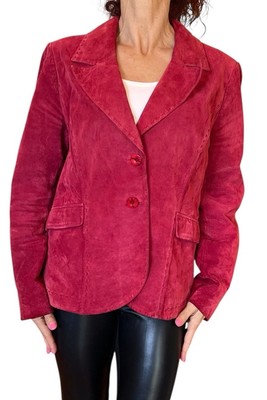 NEIMAN MARCUS EXCLUSIVE VINTAGE WOMEN'S RED LEATHER SUEDE BLAZER JACKET XL