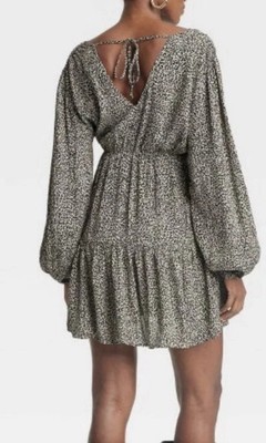 metallic dress long sleeve Athena Silver Metallic Cutout Drape Mini Dress XL