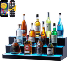 LED Lighted Liquor Bottle Display 3 Tiers 30 " Supports USB with RF Remote App