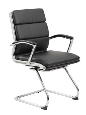 Boss Executive CaressoftPlus Chair w/ Chrome Finish Guest Chair MODEL # B9479-BK