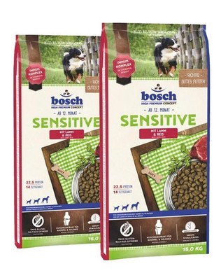 2 x 15 kg BOSCH Sensitive mit Lamm & Reis Hundefutter ohne Gluten, alle Rassen