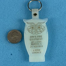 Coy's Fire Equipment Divernon Illinois Glow In Dark Owl Keychain Key Ring #58214