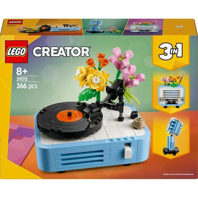 NEW! LEGO 3 in 1 Record Player w/ Flowers, Microphone, Radio Set