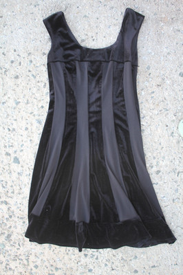Connected Apparel Size 6 Black Velvet Dress Striped Luxe Strappy Tank Style Top