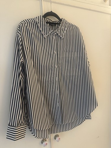 Kate Spade Acrobat Stripe Embellished Shirt Size L ( AUS 12 - 14 ) Brand New - Picture 1 of 8