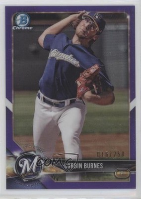 2018 Bowman Chrome Prospects Purple Refractor 16/250 Corbin Burnes #BCP132 0uw4