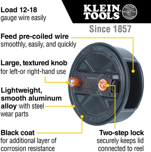 27500 Tie Wire Reel, Quick Lock, Lightweight Aluminum, 12-18 Gauge Wire, Ambide - Picture 2 of 12