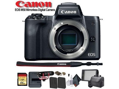 Canon EOS M50 Mirrorless Digital Camera (Intl Model) (2680C001) W/Bag, Extra Bat