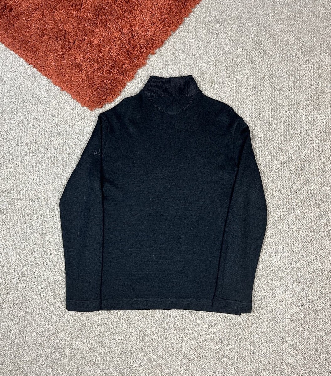 Armani 1/4 Zip Sweatshirt Size Medium Mens Black Knitted Vintage