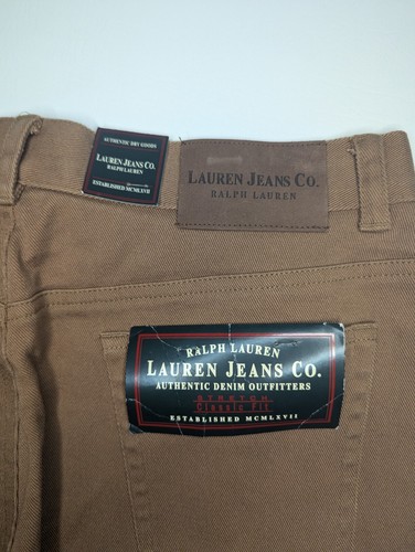 Lauren Ralph Lauren Petite Size 12 Beige Brown Stretch Jeans - Classic Fit - New - Picture 9 of 9