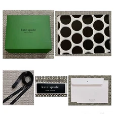 New Kate Spade 1 Medium Gift Box/1 Sticker/2 Tissues/1 Ribbon/1 Card & Envelope