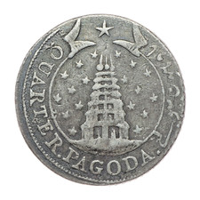 Silver 1/4 Quarter Pagoda 1st Issue, 1807 AD, India, Madras Presidency FA1-46