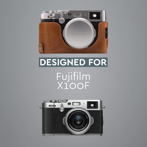 MegaGear Fujifilm X100F Ever Ready Top Maserung Leder Kamera halbe Hülle und Riemen - Bild 7 von 14