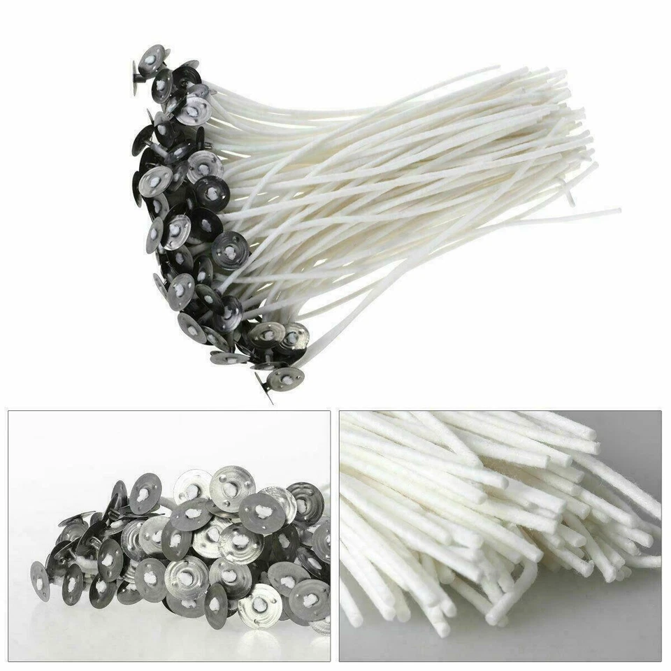 HIGH QUALITY PRE WAXED CANDLE WICKS WITH SUSTAINERS LONG TABBED 150mm CRAFT - Image 4 of 4