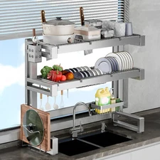 3 Tier Over The Sink Dish Drying Rack Large Dish Rack Stainless Steel fo Kitchen