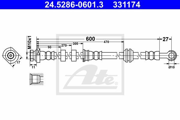 Flexible de frein haute pression tressé pour Peugeot 4007 2.0 et 2.2