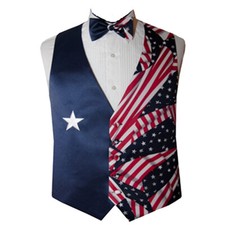 Men's Navy Star American Flag Vest and Bow Tie