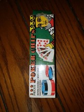 NOS Box Vintage Plastic Poker Chips 100 Red White Blue Interlocking China 145a