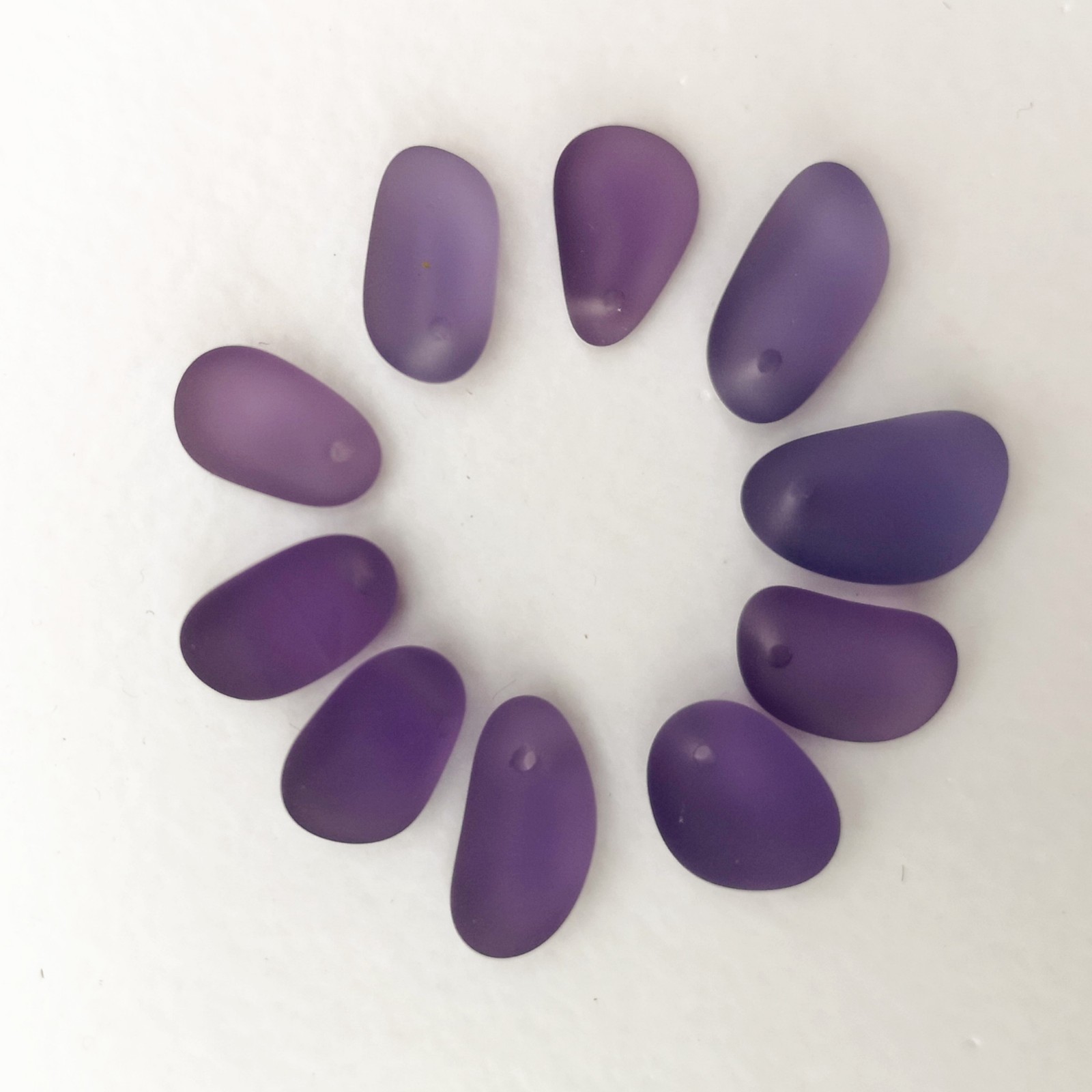 10 Pcs Top Drilled FrostedSea Glass Beach Glass Beads Pendant Jewelry ...