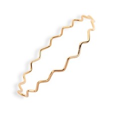 Yellow Gold Filled Bracelet for Women, Zig Zag Bangle for Girls, Stackable Cuff