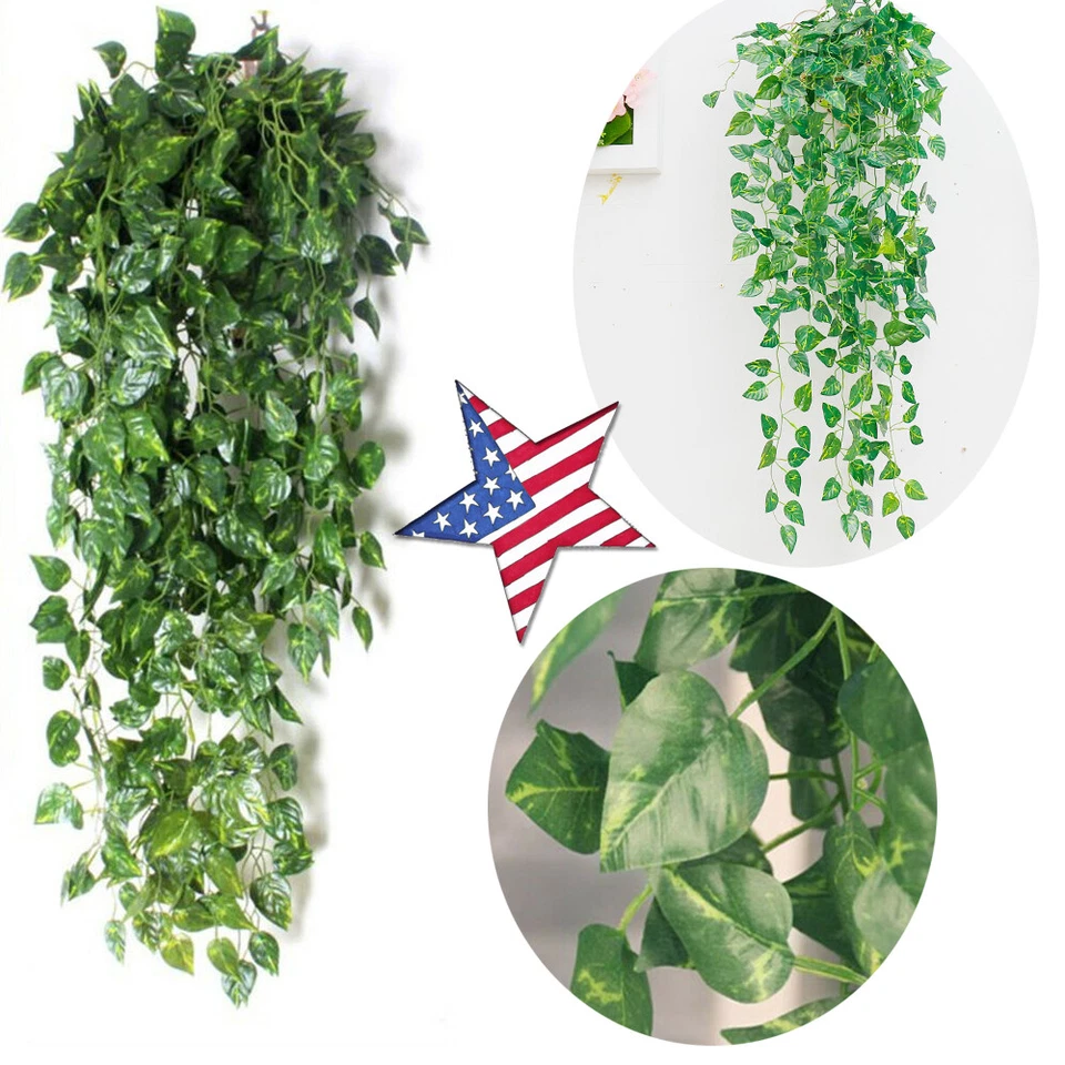 Guirnalda colgante artificial de 2 ramos de flores falsas para enredadera planta hiedra decoración del hogar verde EE. UU. Foto 3 de 4