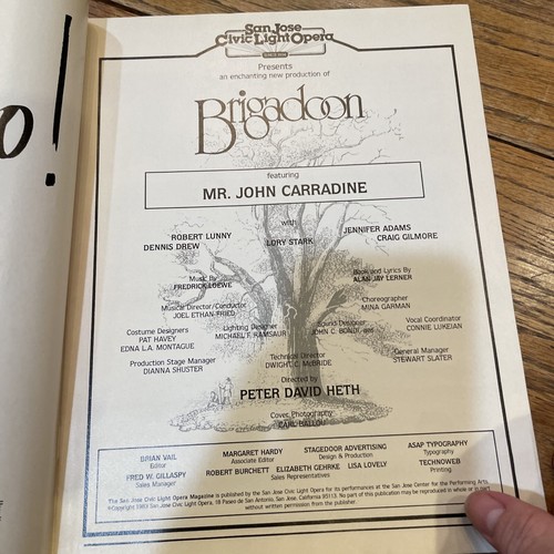 John Carradine Program Brigadoon San Jose Performing Arts Center March 1983 RARE - Picture 2 of 10