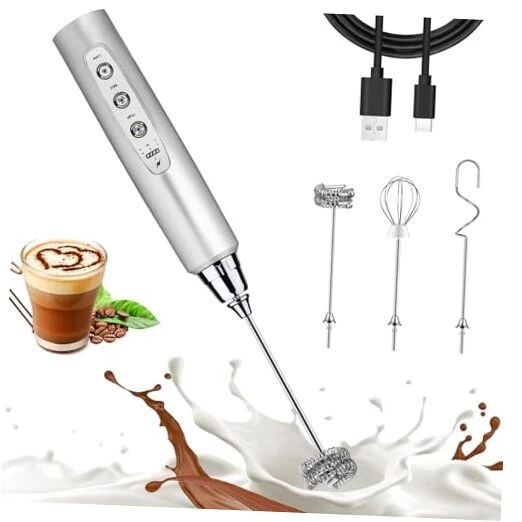 Milk Frother Wand for Coffee, Frother Handheld Silver Without Stand