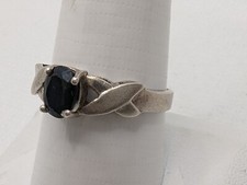 Vintage Sterling Silver 925 Dark Black Sapphire Ring Size 10