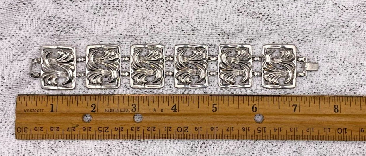 Repousse Openwork Panel Sterling Silver Wave Vtg … - image 11