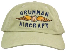 Grumman Embroidered Aircraft Wings Baseball Cap, Khaki, Aviation HAT-0128-K