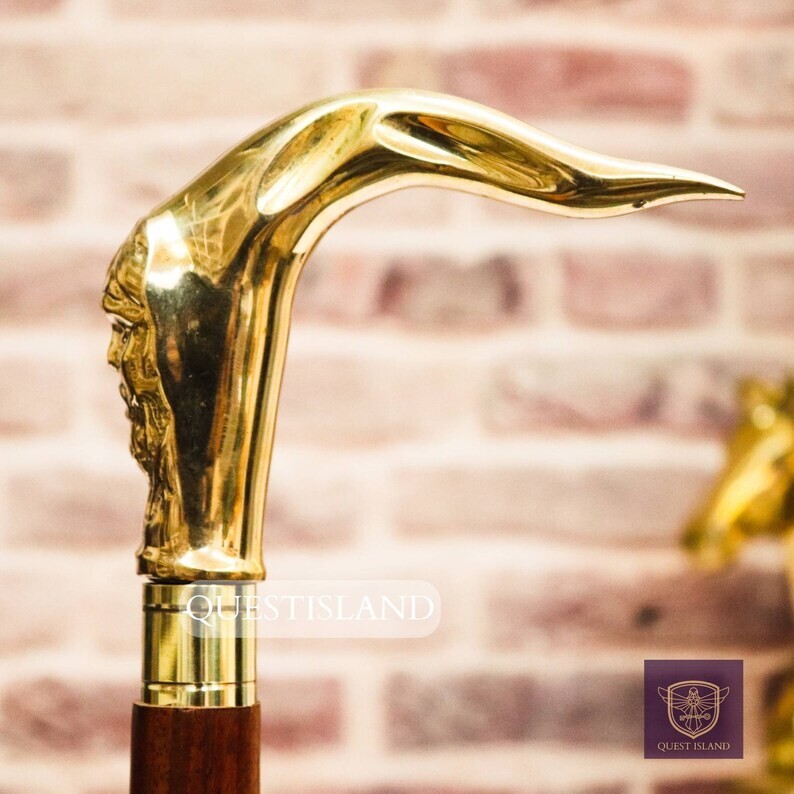 Solid Brass Man Face Head Handle Handmade Designe… - image 4