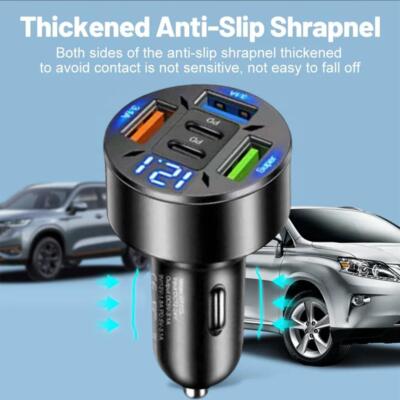 4 USB Port Super Fast QC3.0+PD Car Charger Adapter for Phone