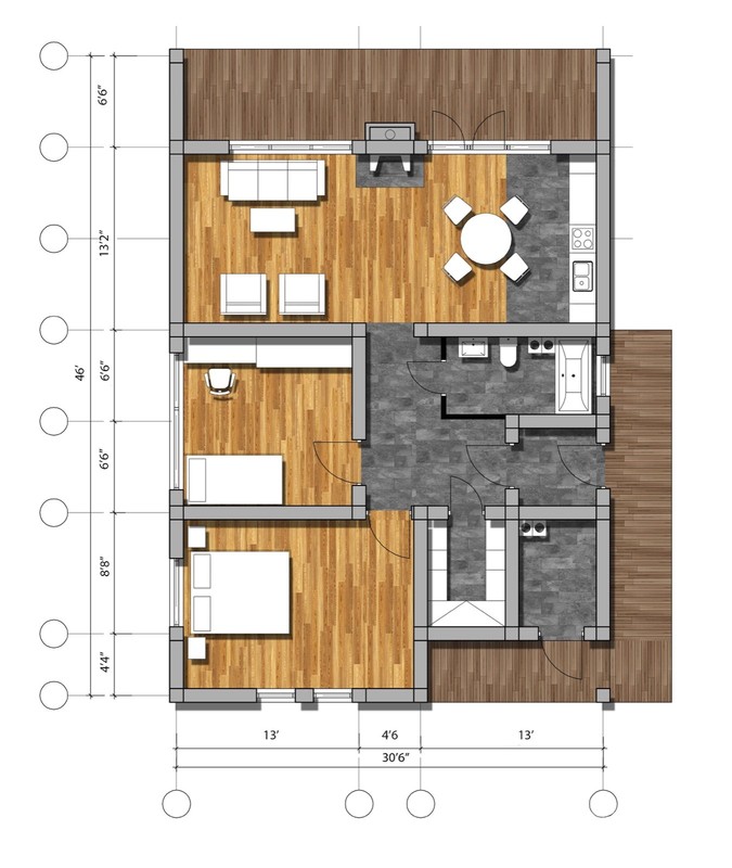 1409 sq.ft PREFAB TIMBER FRAME KIT ENGINEERED WOOD HOUSE DIY BUILDING CABIN HOME - thumbnail 7