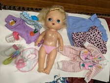 Baby Alive TALKING Doll MOVE Eyes Lips CLOTHES Dummy BOTTLE Cup Bib Spoon++ LOT