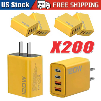 120W 4-Port USB C Fast Wall Charger Block For All Cell Phone iPad LOT