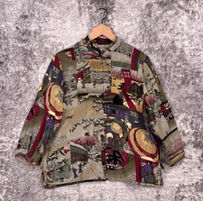 Citron Santa Monica Blouse Medium Womens Silk Chinese Art