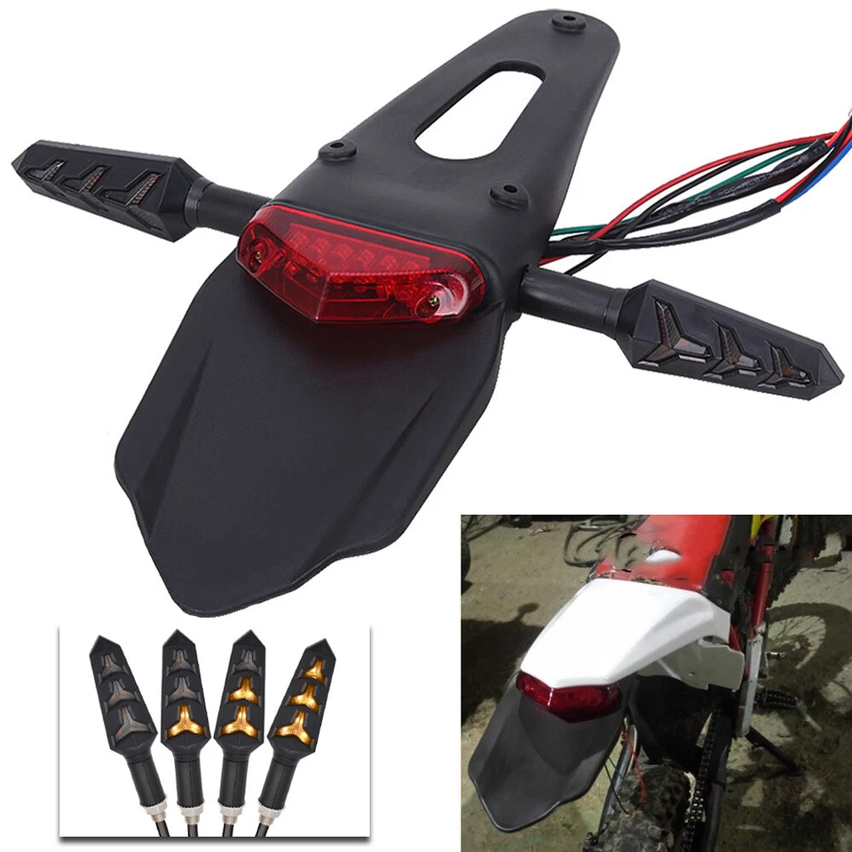 LED Rear Fender Brake Turn Signals Tail Light License Plate For Enduro Dirt Bike - Image 2 of 4