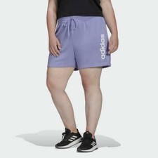 Adidas Women's 3X Plus Size Violet Athletic Shorts Slim Logo Sweatshorts NWT