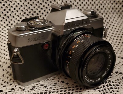 Minolta XG-1 35mm SLR Film Camera w/ ROKINON AUTO WIDE1:28 Lens CLEAN Untested