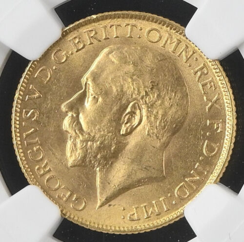 British India 1918 I Sov Sovereign Gold Coin NGC MS63 1 Year Type 0.2354 Oz AGW - Picture 3 of 4