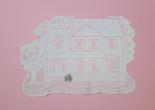 Estate Lot 10 Mixed Patterns & Sizes Vtg Hand Crocheted Doilies /House Shaped