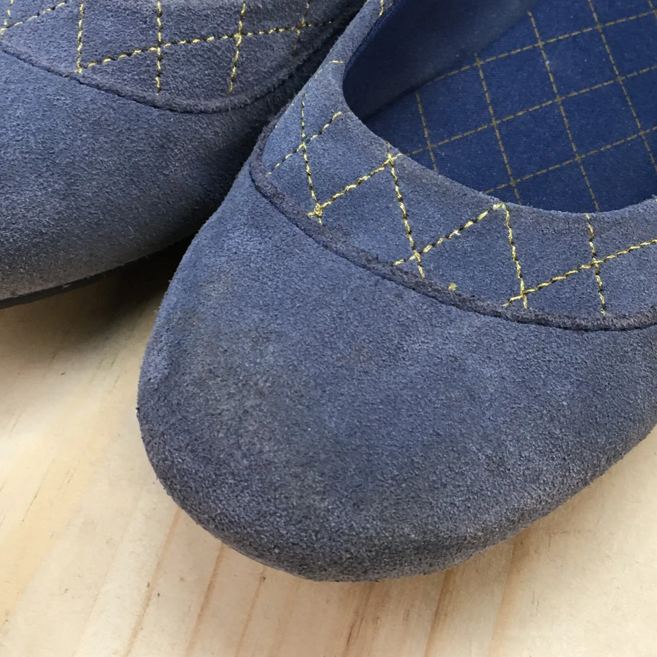 Zapato Lands End Mujer 8 M Informal Ballet Pisos Cómodo 380867 Azul Gamuza Sin Cordones Foto 4 de 4