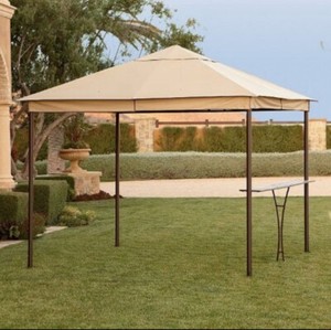sonoma outdoor traditional brown steel gazebo with cover + netting