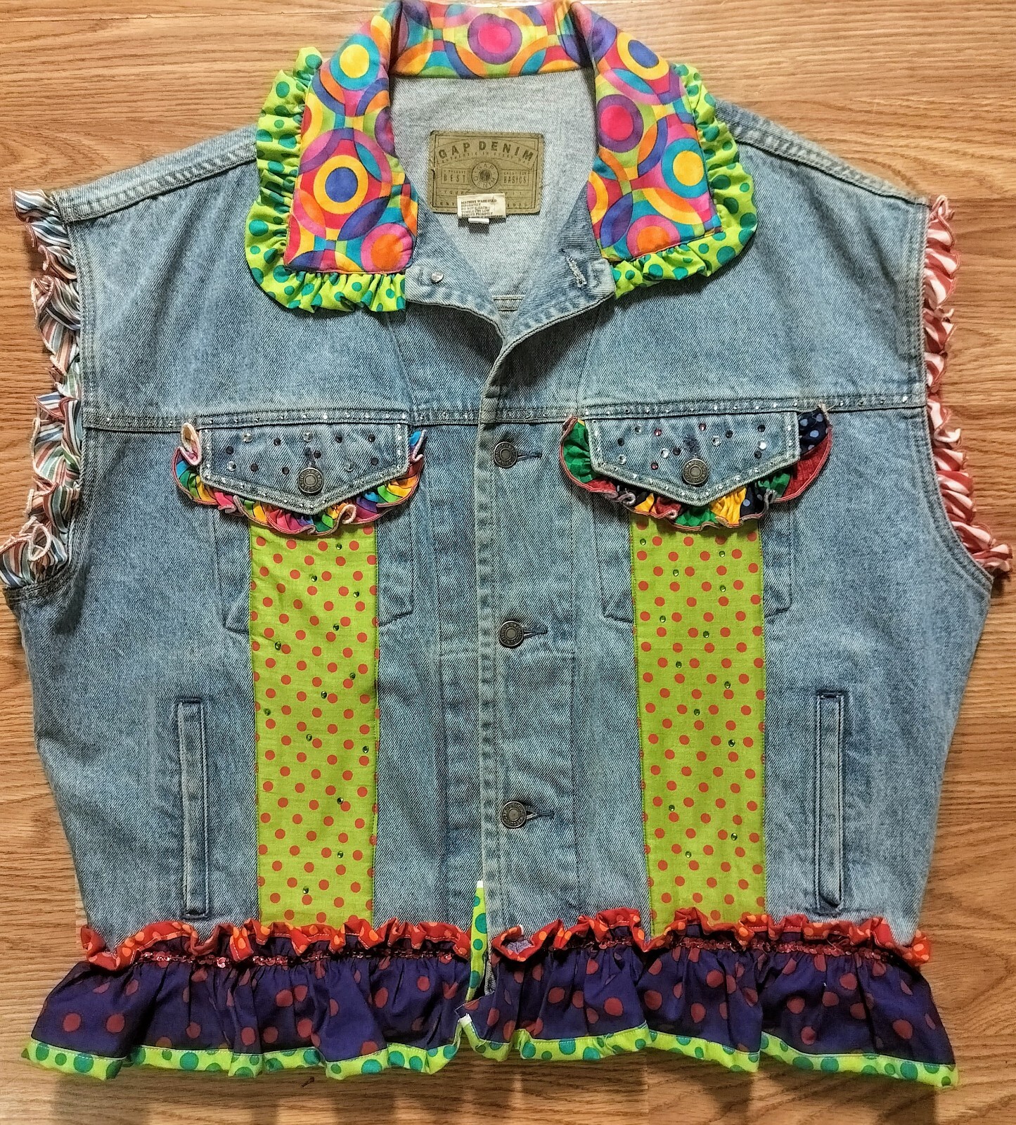 Rare Vintage GAP Upcycled  Denim Jean Vest Jacket 90s Women's Size Medium