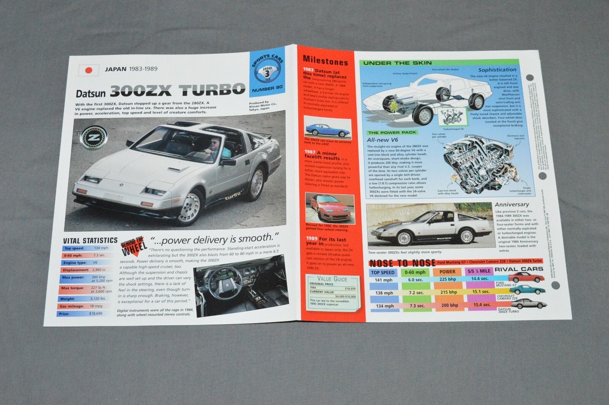 1983-1989 DATSUN 300ZX (1984) Japanese Car PHOTO SPEC SHEET