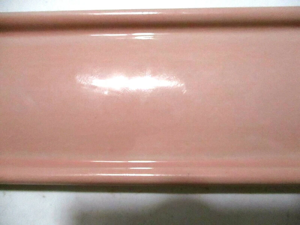 1 Tile Japan Ceramic Porcelain 6-1/2" Chair Rail Gloss Heather Pink Wall Cap MCM - Image 4 of 4
