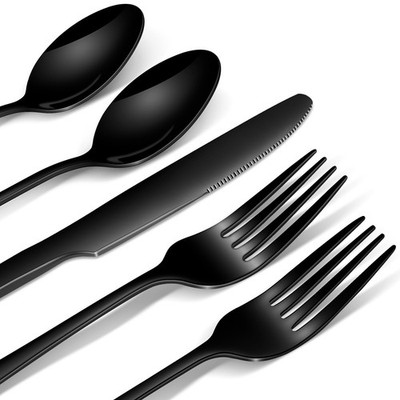 20Piece Black Silverware Set, Premium 18/0 Stainless Steel Flatware Set for 4...