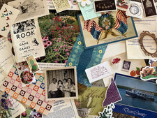 Ephemera lot junk Journal mixed media paper stickers postcards